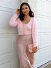 Cardigans Femme Court à Col Rond avec Manches Longues Unicolore avec Boutons Pull Femme