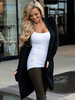 Cardigans Femmes 2021 Noir Manche Longue Ouvert Devant Veste Casual