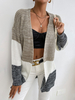Cardigans Imprimé en Côtelé avec Manches Longues Pull Femme