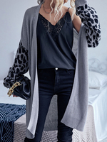 Cardigans Imprimé Femme avec Manches Longues Amples Bicolores