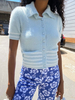 Cardigans Imprimé Femme Court à Col Revers avec Manches Courtes Bicolores avec Boutons Pull Femme