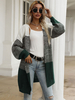Cardigans Mi-long Femme en Côtelé avec Manches Longues Tricolores Pull Femme
