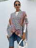 Cardigans pour femmes rose col en V tricoté imprimé demi-manches Cardigans surdimensionnés décontractés"idiens