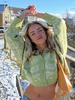 Cardigans Pull en Côtelé Femme Imprimé Taille Haute avec Manches Longues avec Boutons Bicolores Pull Femme