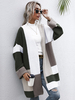 Cardigans Pull en Maille Femme Hiver Côtelé Long Cousu avec Vert Blanc et Gris Chaud Pull en Maille Femme Hiver