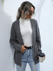 Cardigans Pull en Maille Femme Hiver Côtelé Long Gris Chaud avec Les Torsades avec Pochess Pull en Maille Femme Hiver