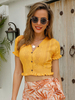Cardigans Pull en Maille Haut Sexy Femme Taille Haute à Col V avec Manches Courtes avec Boutons Unicolore