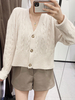 Cardigans Pull en Maille Hiver Côtelé avec Manches Longues à Col V Fermeture à Boutons Unicolores Pull en Maille Femme Hiver