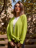 Cardigans Pull en Maille Hiver Côtelé avec Manches Longues à Col V Fermeture à Lacets Unicolore Pull en Maille Femme Hiver