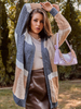 Cardigans Pull en Maille Hiver Côtelé avec Manches Longues Cousu Les Couleurs Pull en Maille Femme Hiver