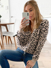 Cardigans Pull en Maille Hiver Côtelé avec Manches Longues Fermeture avec Boutons Imprimé Léopard Pull en Maille Femme Hiver