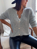 Cardigans Pull en Maille Hiver Côtelé Fermeture par Boutons à Col V Volants Dentelles avec Manches Longues unicolore Pull en Maille Femme Hiver