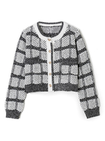 Cardigans Pull en Maille Hiver Côtelé Fermeture par Boutons Carreaux avec Col Rond Bicolores Pull en Maille Femme Hiver