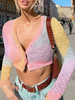 Cardigans Pull en Maille Taille Haute avec Manches Longues à Col Décolleté en V avec Boutons Haut Sexy