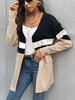 Caridigans en Côtelé Imprimé Femme avec Manches Longues Tricolores Pull Femme