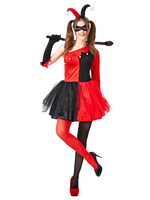 Carnaval Cirque Costume Rouge Chapeaux Femme Gants Combinaison Polyester Clown Vacances Robe