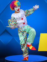 Carnaval Cirque Costume Vert Unisexe Chapeau Ceinture 3 Pièces Tenue Clown Déguisement