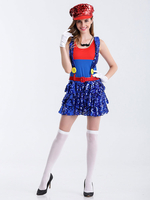 Carnival Fancy Costume 2021 Bloc de Couleur Satin Super Mario Bros Déguisements Halloween Interessant Costume