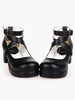 Carré de talons Noir Lolita plateforme cheville bretelles chaussures Lolita talon Chunky Déguisements Halloween