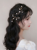Casque de mariage pour femmes Accessoires de cheveux de perle en métal Chapeaux de mariée dorés