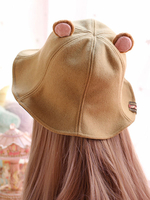 Casquette Lolita Sweet Lolita Bucket Hat Bear Oreille Feutre Déguisements Halloween
