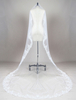 Cathédrale de mariage voile dentelle ovale blanche Applique Edge un Tier Tulle voile nuptiale