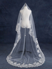 Cathédrale de mariage voiles dentelle appliques bord paillettes Decor cascade un niveaux nuptiale Veils(280*145cm)