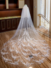 Cathédrale Voiles De Mariage Ivoire Cascade Dentelle Applique 2 Tier Long Voiles De Mariée Cheveux Accessoires