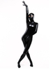 Catsuit métallique brillant noir unisexe Déguisements Halloween avec les yeux ouverts