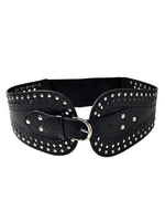 Ceinture à boucle corset en cuir noir ceinture punk cloutée