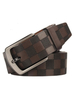 Ceinture daffaires décontractée Buffalo Plaid Brown en cuir véritable pour hommes