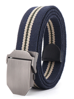 Ceinture De Qualité Homme Ceinture En Toile Bicolore Bleu Marine Rayon