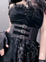 Ceinture de smoking gothique Lolita Détails en métal Oeillets Cuir PU métallisé Divers Accessoires Lolita noirs