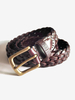 Ceinture en cuir tressé élégante avec ceintures à boucle en métal en chocolat