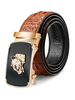 Ceinture homme en cuir marron avec motif gaufré à motif panthère métallisée