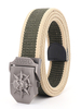 Ceinture Élégante Hommes Avec Motif Crâne Et Ceinture Verte Chasseur En Polyester Bicolore