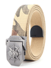 Ceinture Élégante Hommes Motif Crâne Camouflée Ceinture Polyester Kaki Camouflage