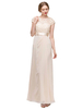 Champagne couleur mariée mère robe bijou cou manches courtes une ligne en mousseline de soie dentelle longueur cheville robes dinvité pour le mariage