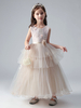 Champagne couleur robes de demoiselle dhonneur col bijou Tulle sans manches longueur cheville robe de princesse formelle enfants robes de reconstitution historique