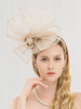 Champagne Fascinator Hat Chapeau Rétro Femme En Lin Déguisements Halloween