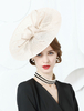 Champagne Retro Hat Femmes Linen Feathers Fascinator Chapeau Royal Headpieces Déguisements Halloween
