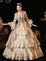 Champagne Rétro Costumes Robe Pour Femme Style Vintage Européen Marie Antoinette Costume Robe De Bal Robe De Soirée Médiévale
