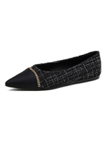 Chaînes de ballerina Chaînes pointues Toe Talon plat Polyester Noir Ballet Appartements