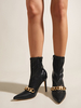 Chaînes de bottillons femmes pointues TOE STILETTO HEEL Bottines noires en cuir PU