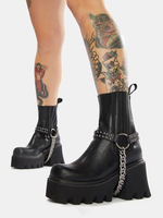 Chaînes pour femmes rondes bottines en cuir PU