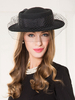 Chapeau de Fascinator pour femmes; chapeau melon noir; 100% laine Déguisements Halloween