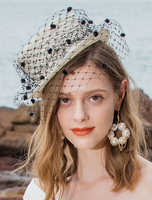 Chapeau de femmes fascinant blanc chapeau rétro net dot Déguisements Halloween