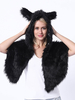 Chapeau de fourrure pour femmes casquette en polyester accessoires de costume châle noir