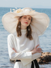 Chapeau de fête en organza à plumes pour femmes; chapeau de soleil; chapeau rétro à bord large Déguisements Halloween