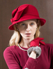 Chapeau de laine cloche rétro chapeau de feutre rouge femmes Royal Accessoires de cheveux hiver casque Vintage Déguisements Halloween